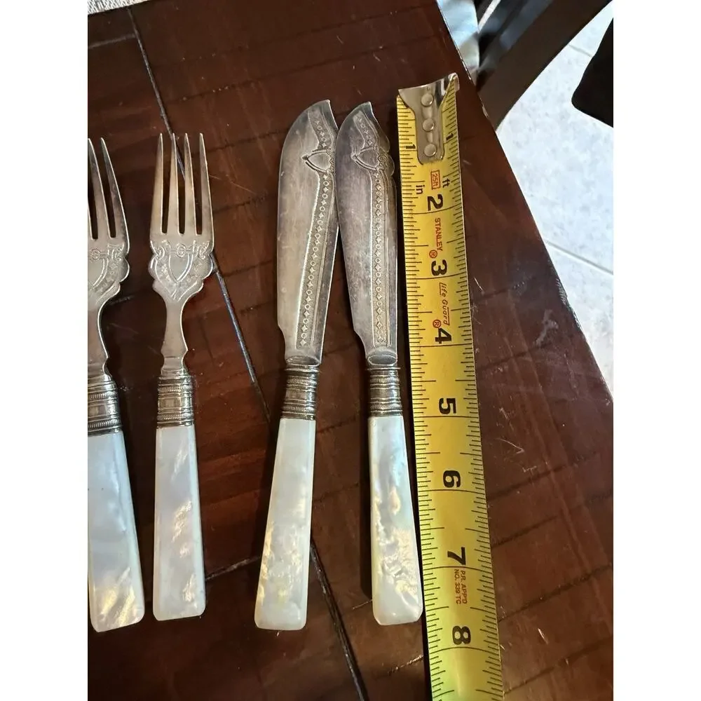 Antique Mother of Pearl Silverware Victorian Period Set of 12 Pieces